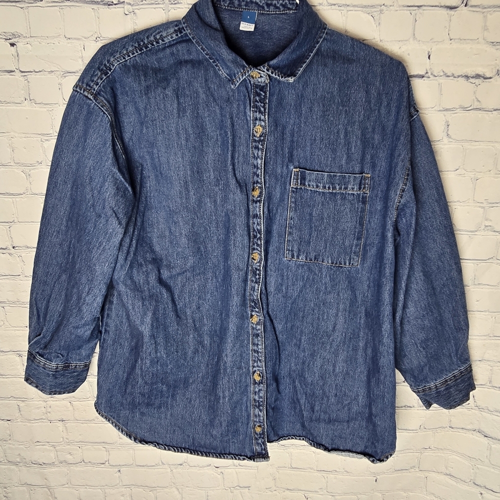 Old Navy Blue Denim Shirt Size Large